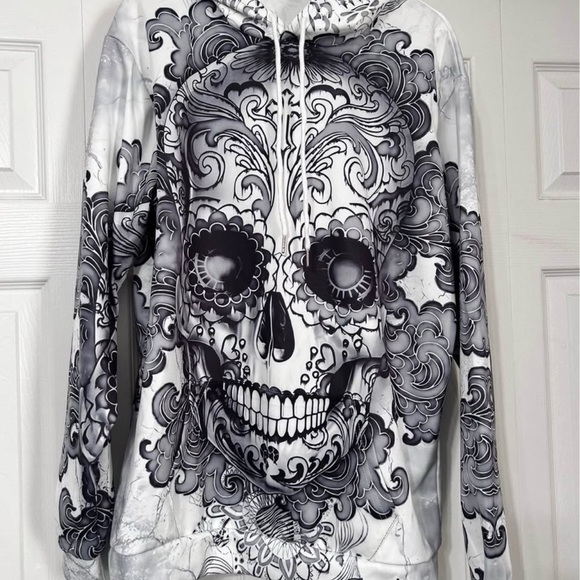 Men's Black and Gray Graphic Hoodie - Picture 1 of 2
